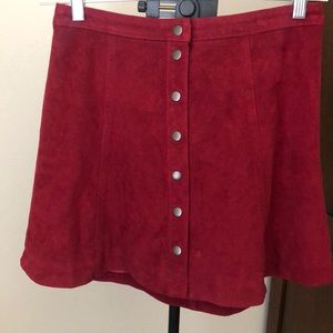 Red suede skirt